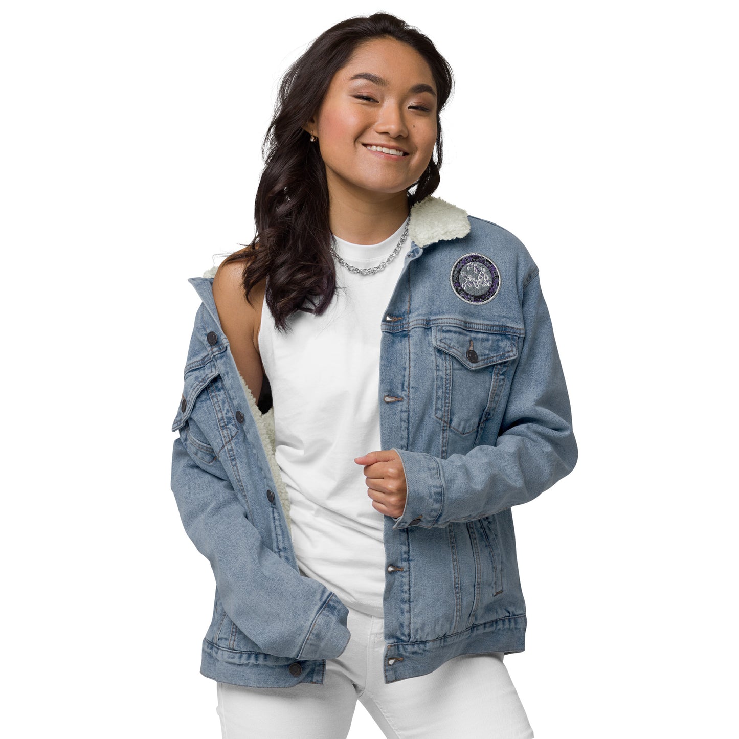 Codawinx Blossom Logo Embroidered Denim Sherpa Jacket