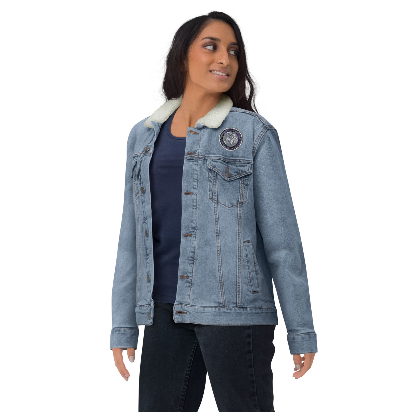 Codawinx Blossom Logo Embroidered Denim Sherpa Jacket