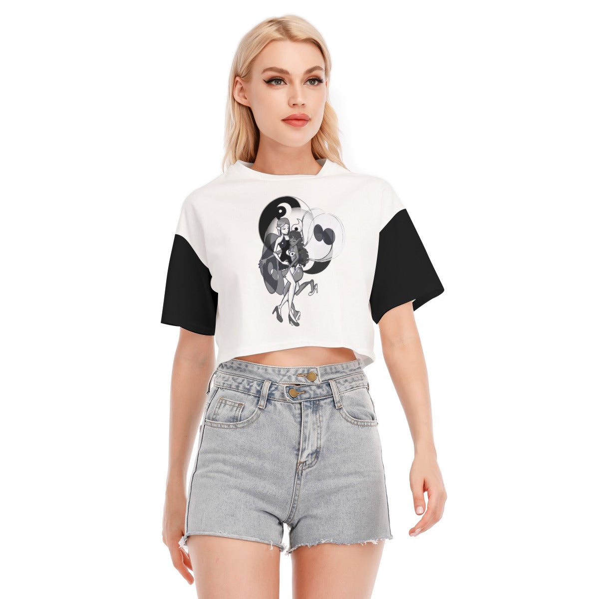 Yin Yang Girls Cropped T-shirt | 190GSM Cotton