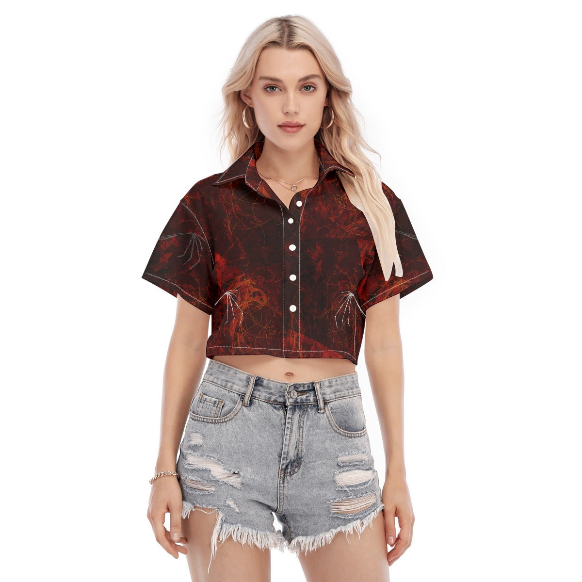 RED V4MP Cropped Shirt