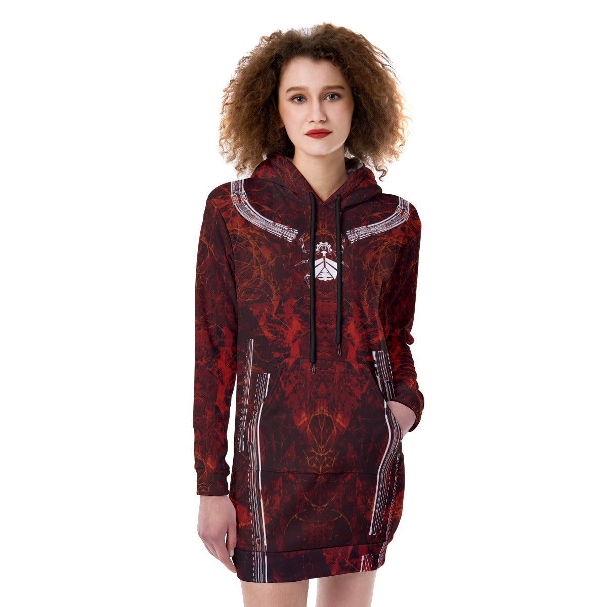 SCARAB RED DRESSS Heavy Fleece Long Hoodie