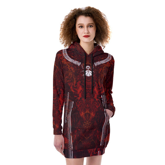 SCARAB RED DRESSS Heavy Fleece Long Hoodie