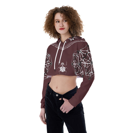 Metal Scarab Web Women's Crop Top Hoodie