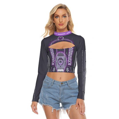 Skull Garden Hollow Chest Keyhole Tight Crop Top