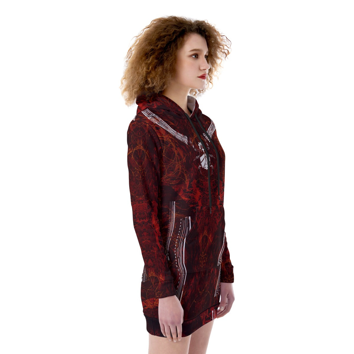 SCARAB RED DRESSS Heavy Fleece Long Hoodie