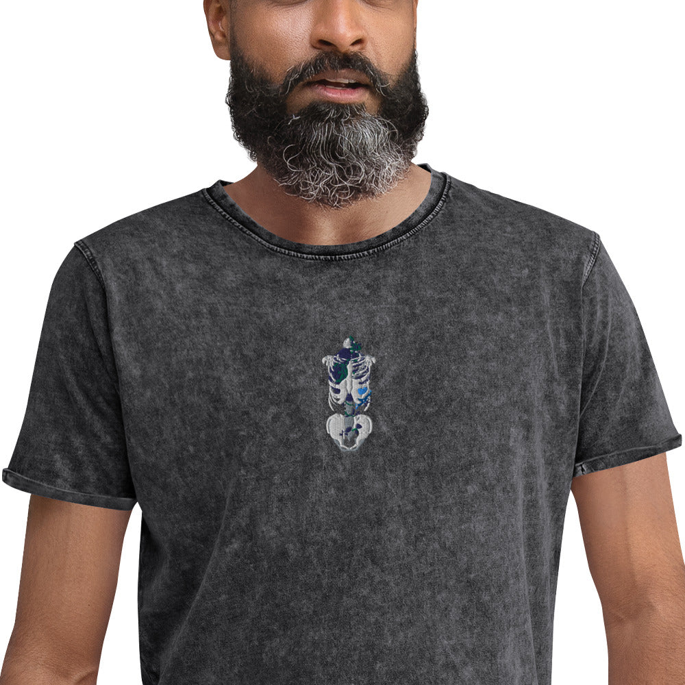 Anxiety Bloom Embroidered Denim T-Shirt