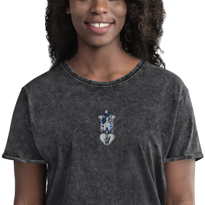 Anxiety Bloom Embroidered Denim T-Shirt