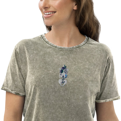 Anxiety Bloom Embroidered Denim T-Shirt